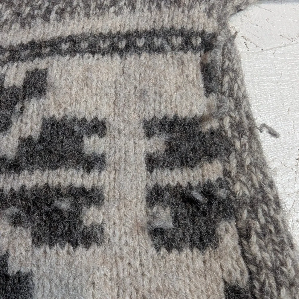 Eddie Bauer Lambswool Sweater XL Gray Nordic Fair Isle‎ Quarter